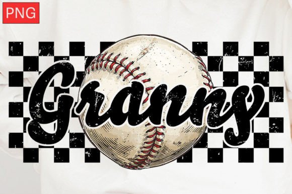 Game Day Charm: Integrating the Baseball Granny Checkered Distressed PNG